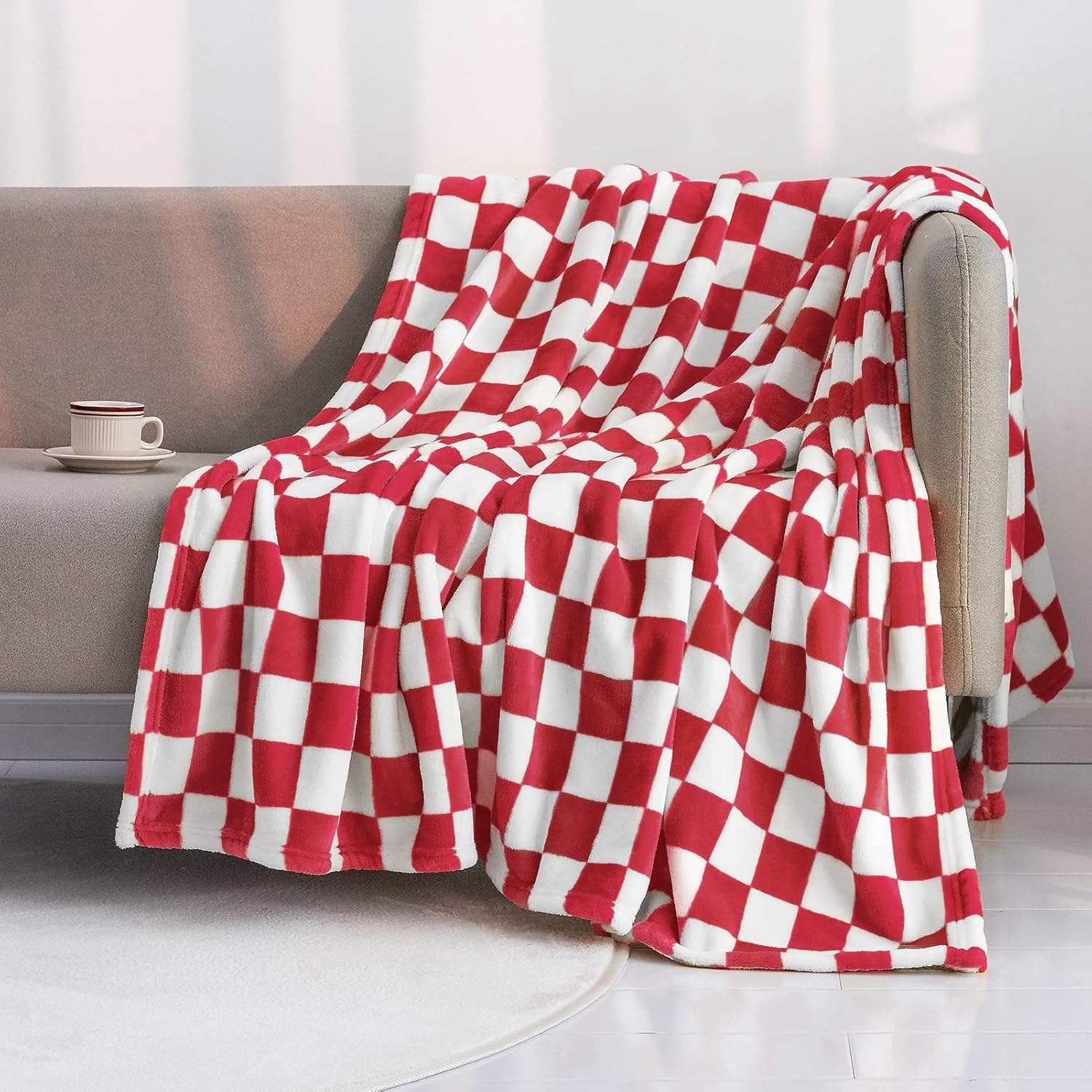 Beige Throw Pillow — 50" — Red