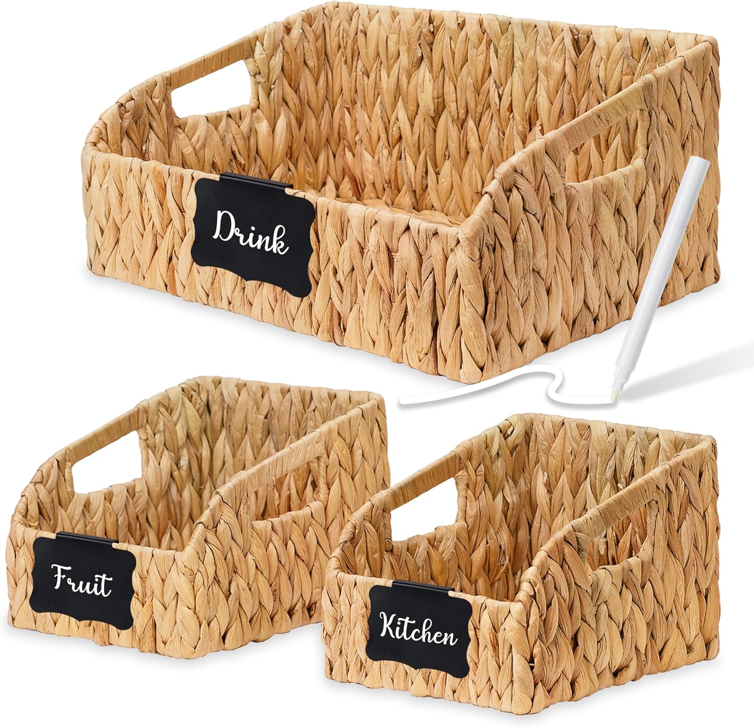 Handwoven Boho Beige Storage Bin — Natural