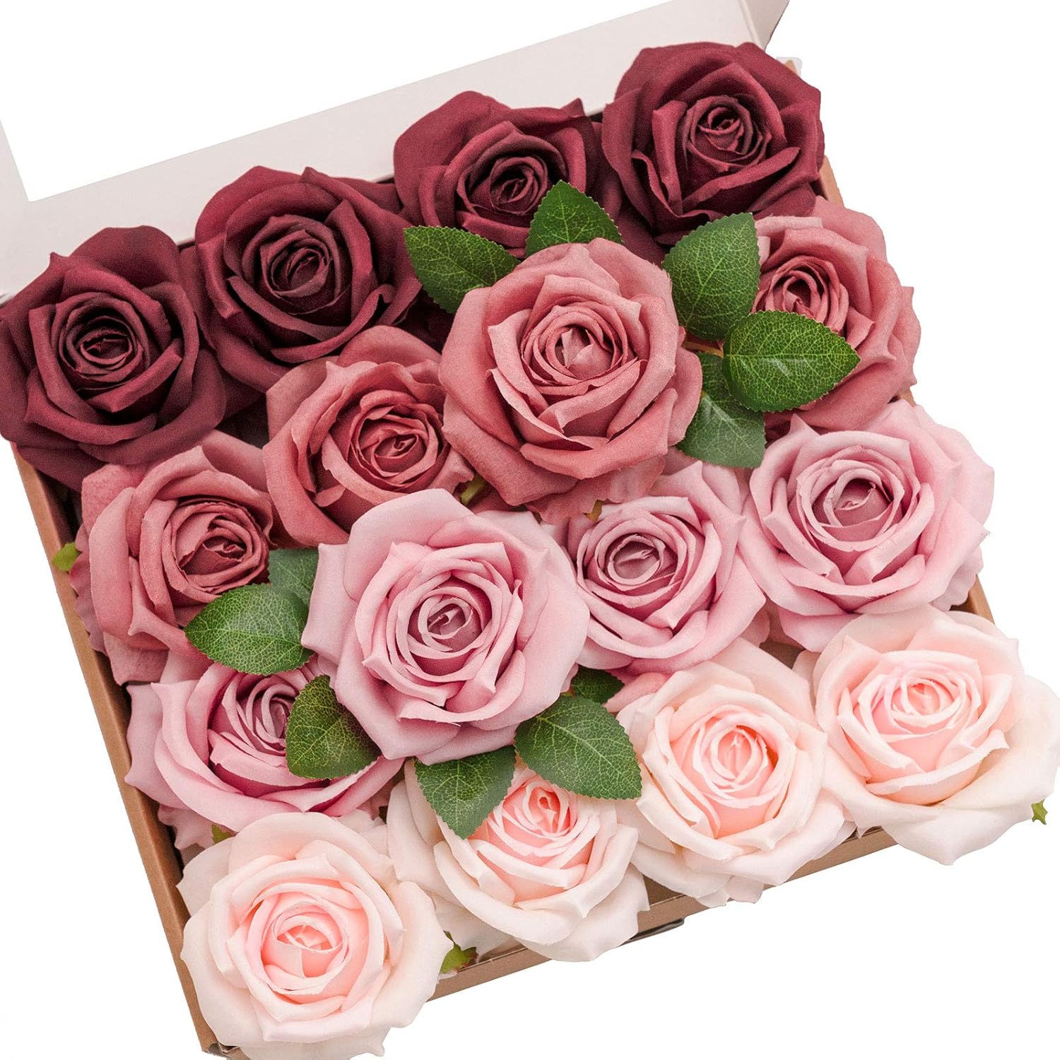 Beige Artificial Flowers — 3.5" — Burgundy & Cinnamon & Shabby Blush & Champagne