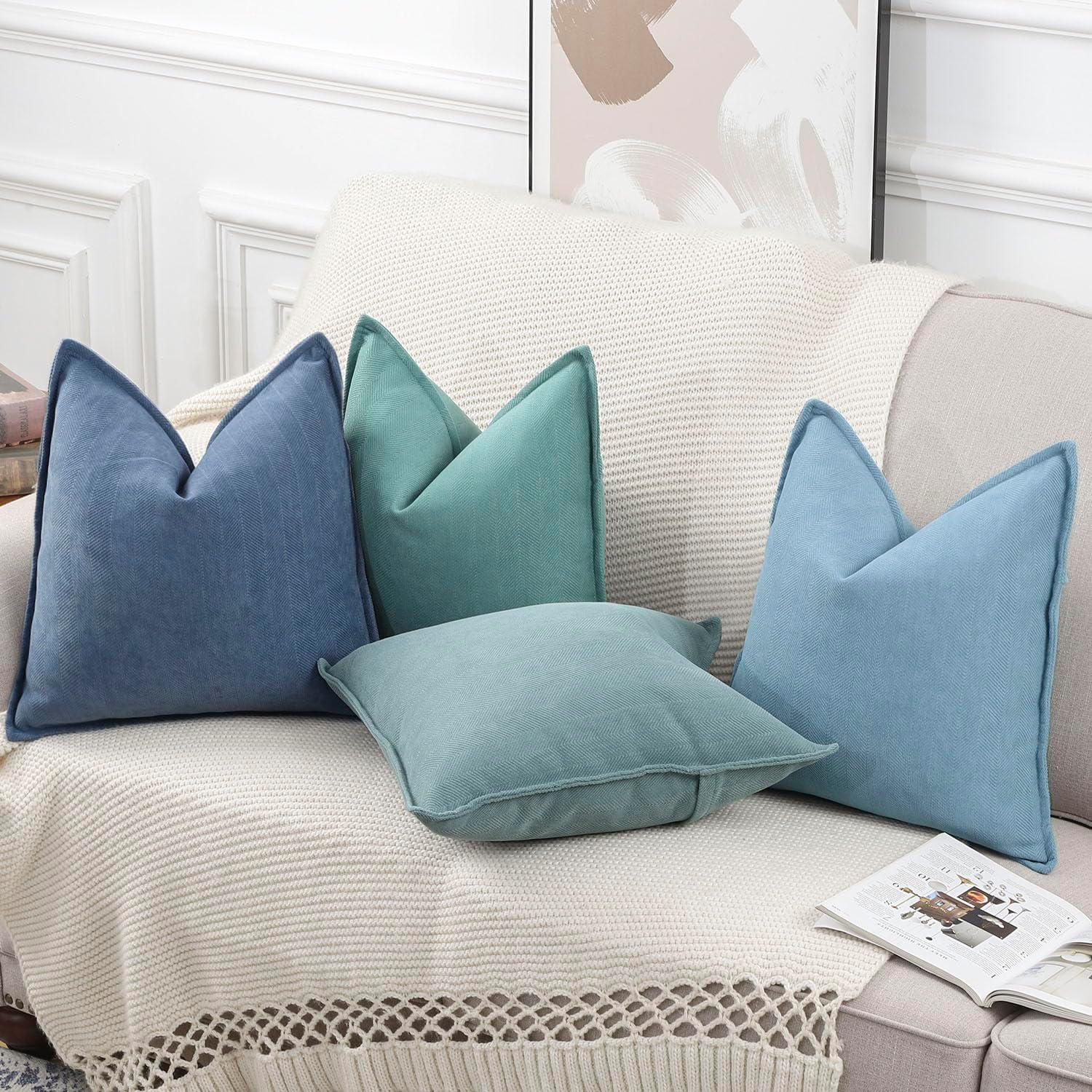 Chenille Boho Beige Throw Pillow Cover — 20" - View 5