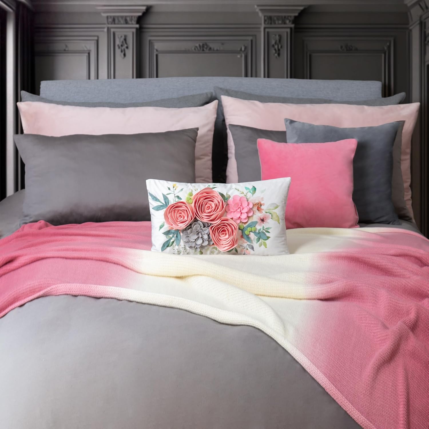Velvet Boho Fabric Throw Pillow Cover — 20" - View 4