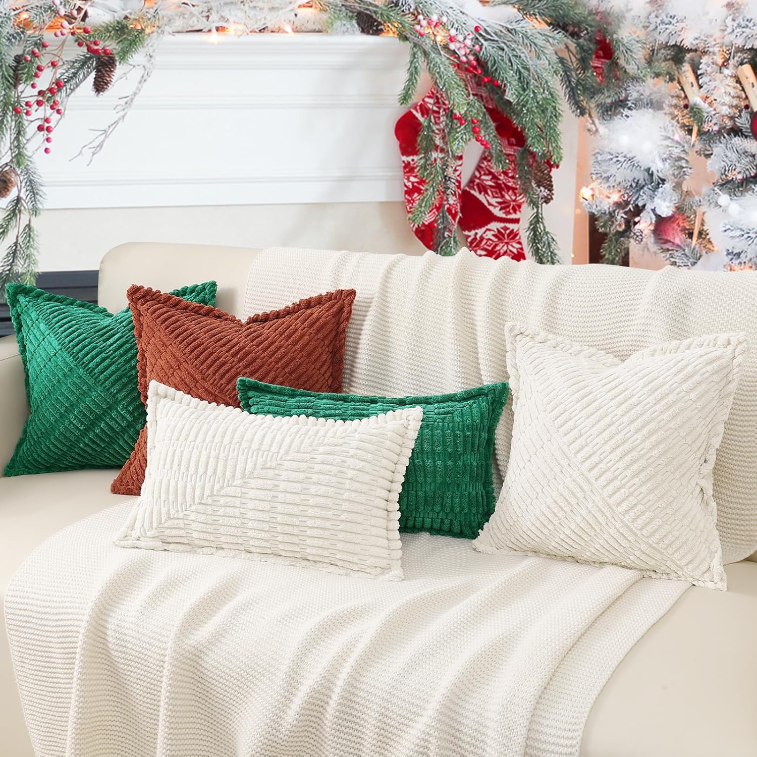 Boho Beige Throw Pillow Cover — 18" - View 9