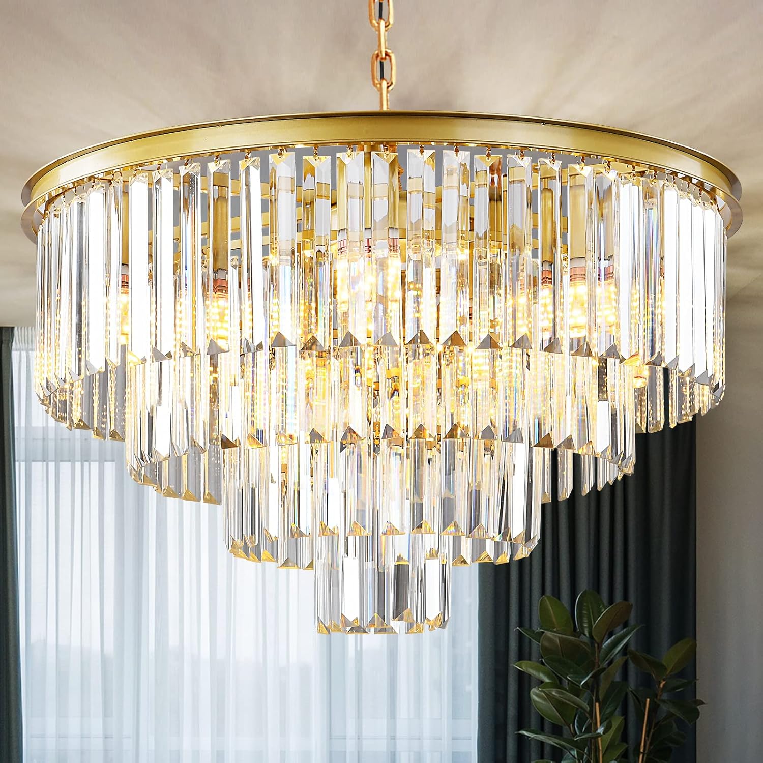 Adjustable Luxe Black Chandelier — 4-tier