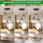 Adjustable Farmhouse Beige Pendant Light — 3-Light - View 3
