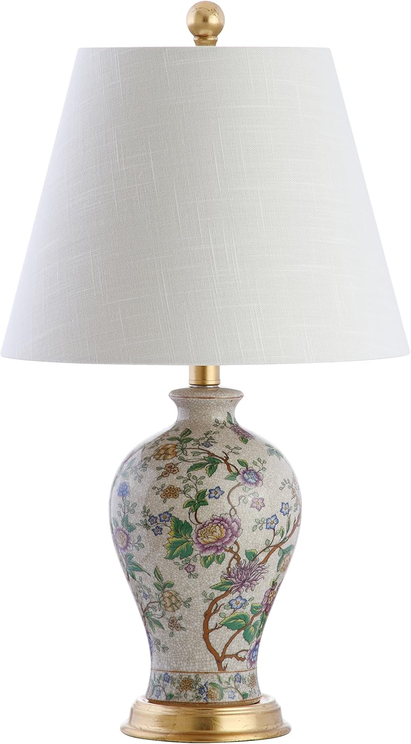 Linen Farmhouse Blue Bedside Lamp — 24" — Multicolor