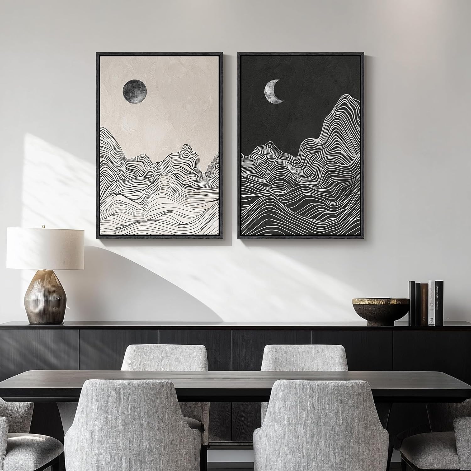 Framed Modern Beige Wall Decor — 24" — 16" W X 24" H X 2pcs