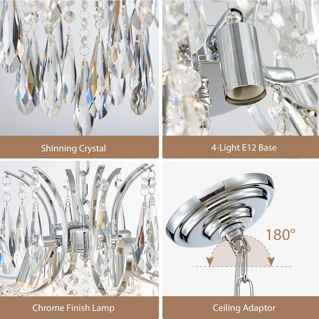 Luxe Black Chandelier — 4-Light - View 5