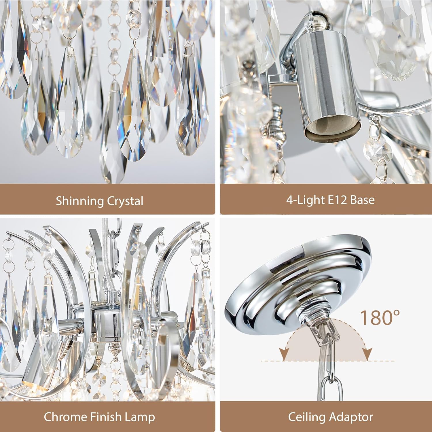 Luxe Black Chandelier — 4-Light - View 5