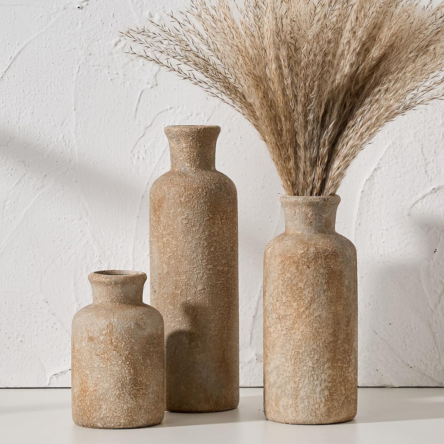 Farmhouse Orange Vase Set — 5" — Imitation Wood Color
