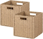 Handwoven Boho Beige Storage Basket — 11x11 — Natural Beige