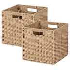 Handwoven Boho Beige Storage Basket — 11x11