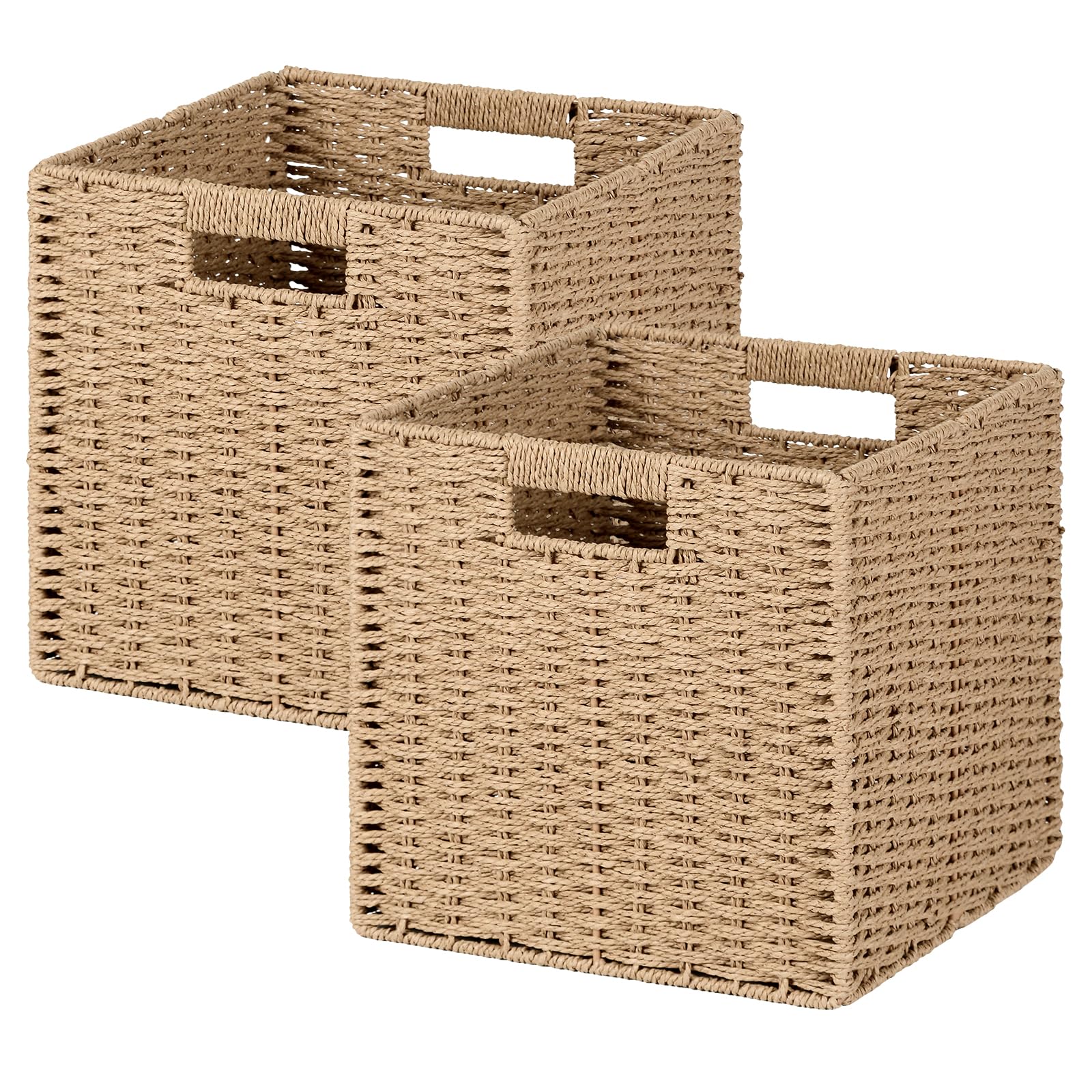 Handwoven Boho Beige Storage Basket — 11x11