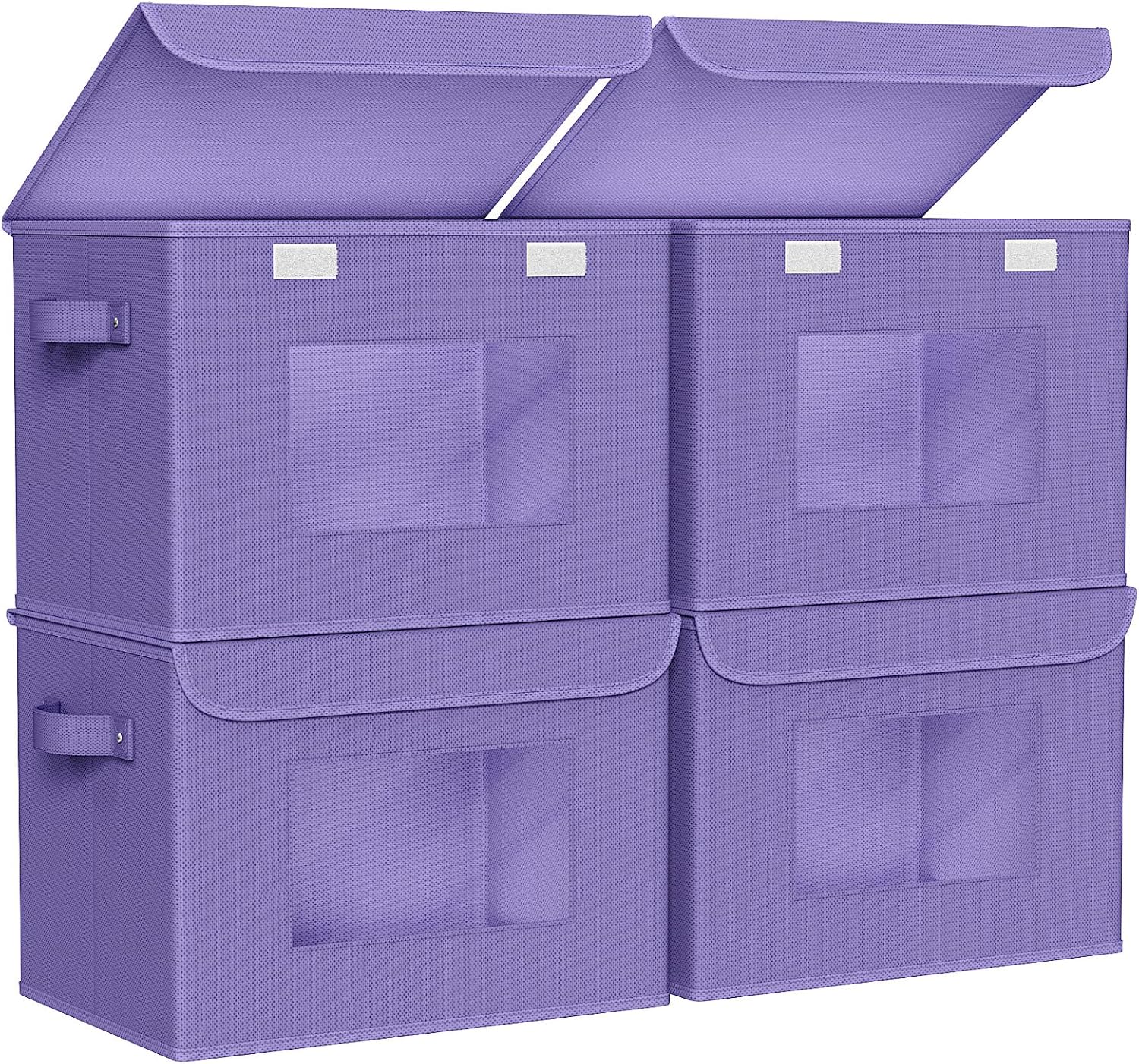 Beige Storage Bin — 12" — Purple