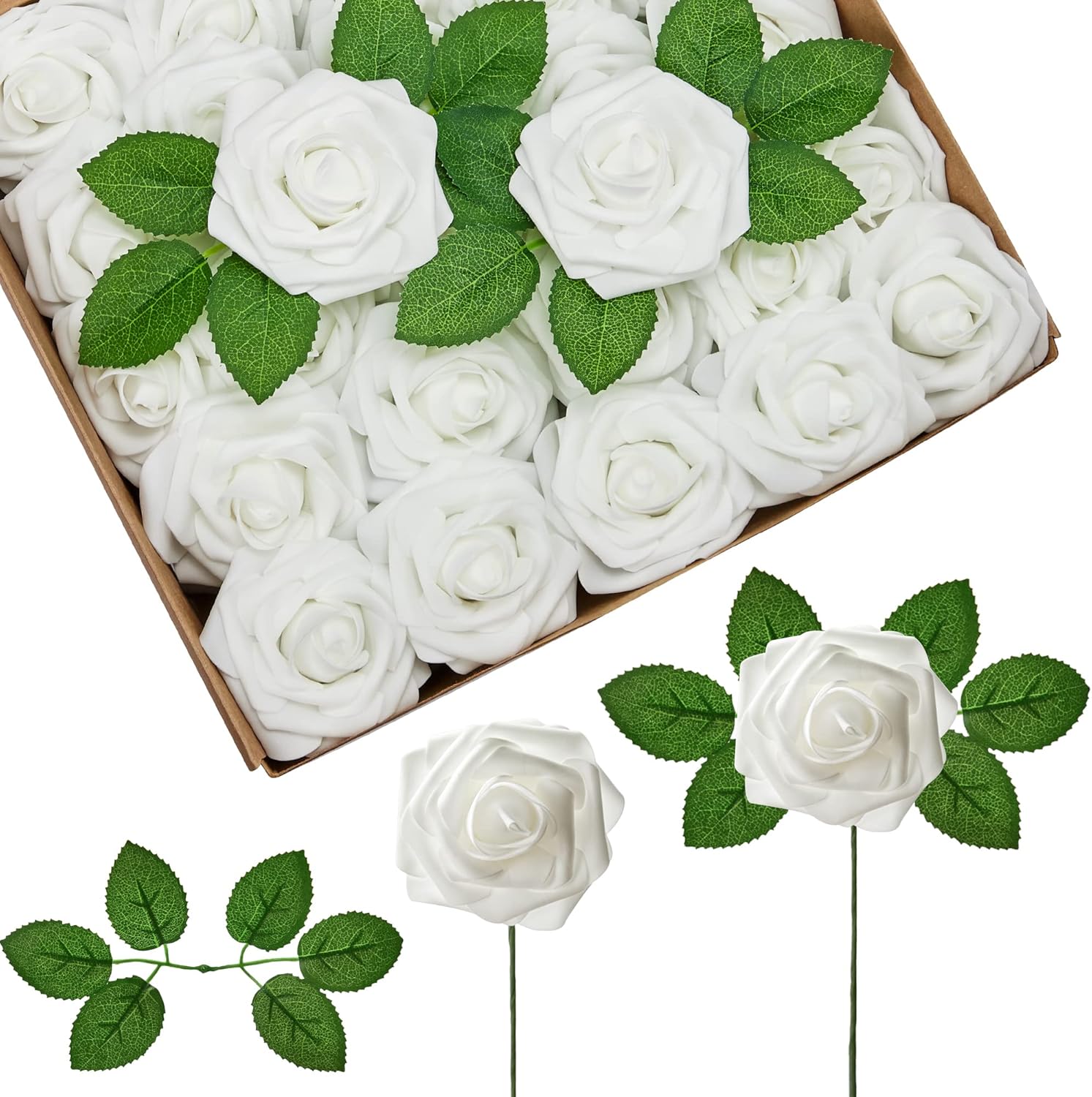 Beige Artificial Flowers — White