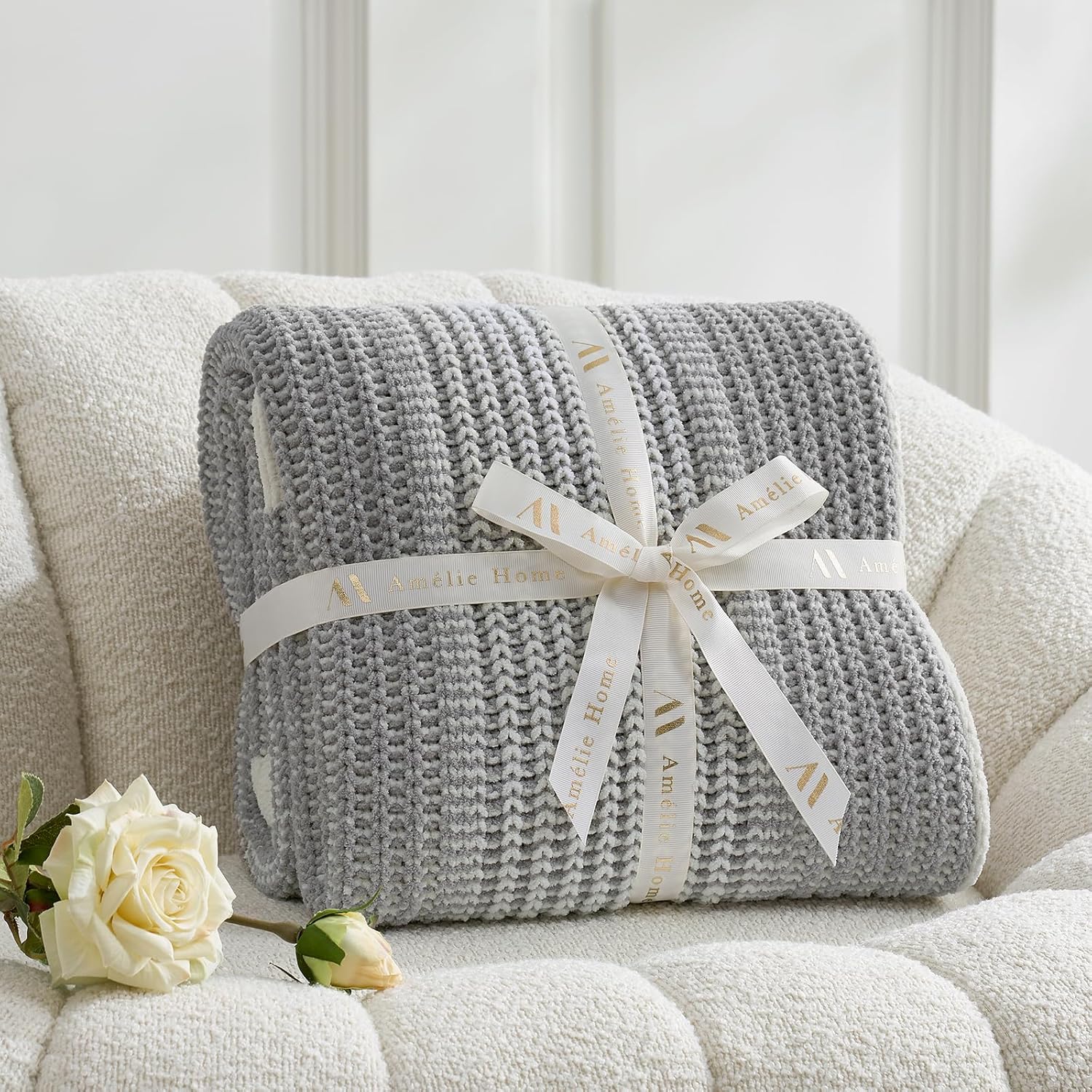 Knit Luxe Beige Throw Pillow — 50" - View 7