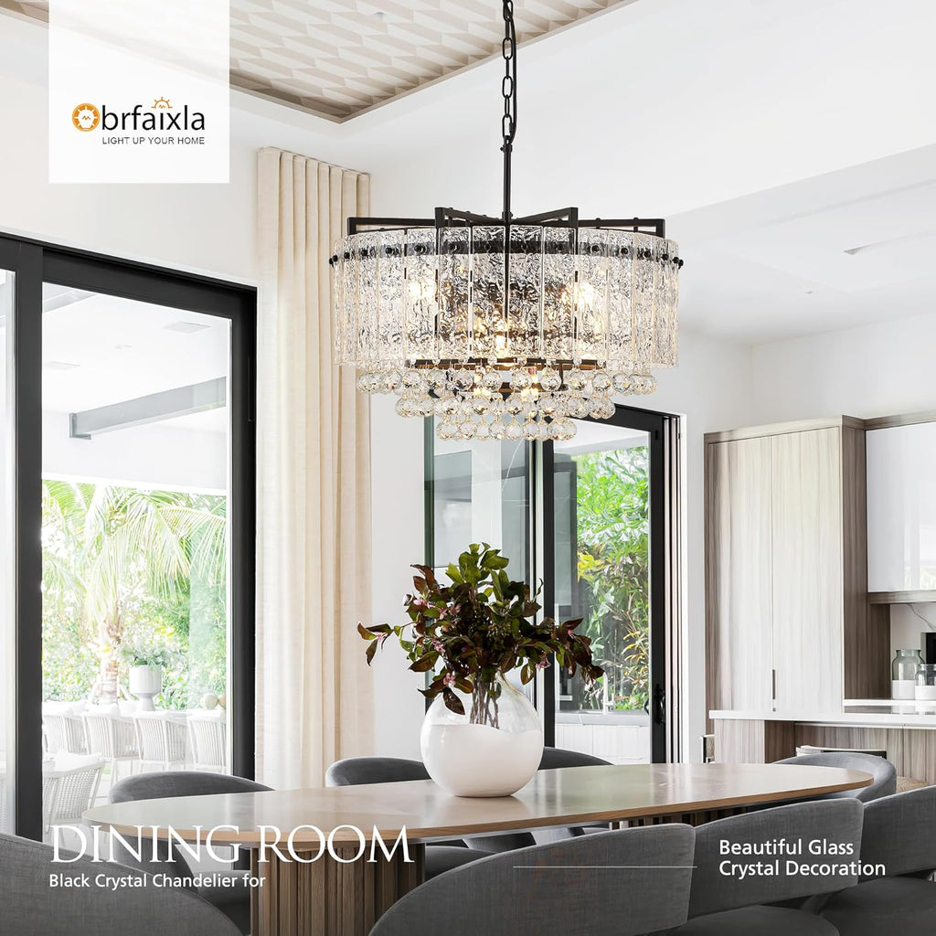 Round Luxe Black Chandelier — 10-Light - View 3