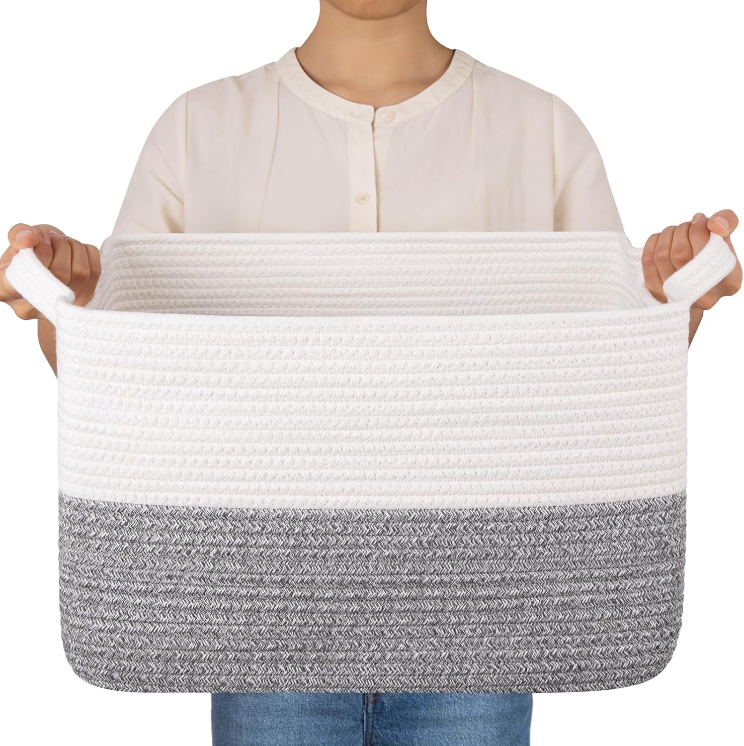 Boho Black Storage Bin — 13" — Grey and White