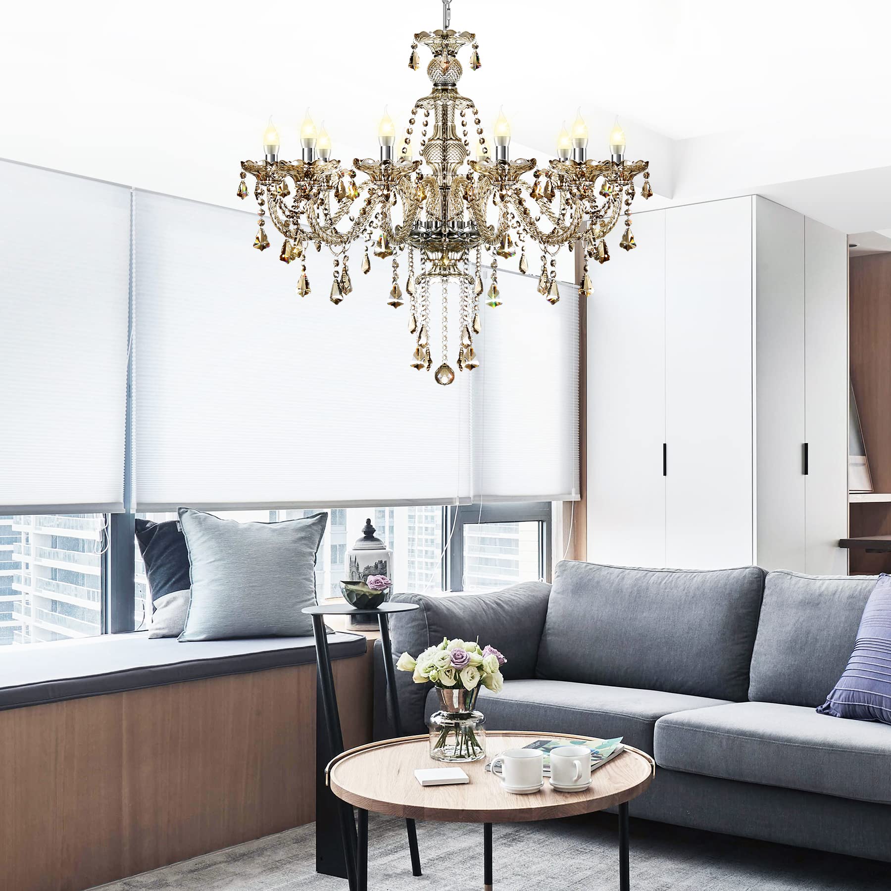 Adjustable Luxe Metal Chandelier — 35"