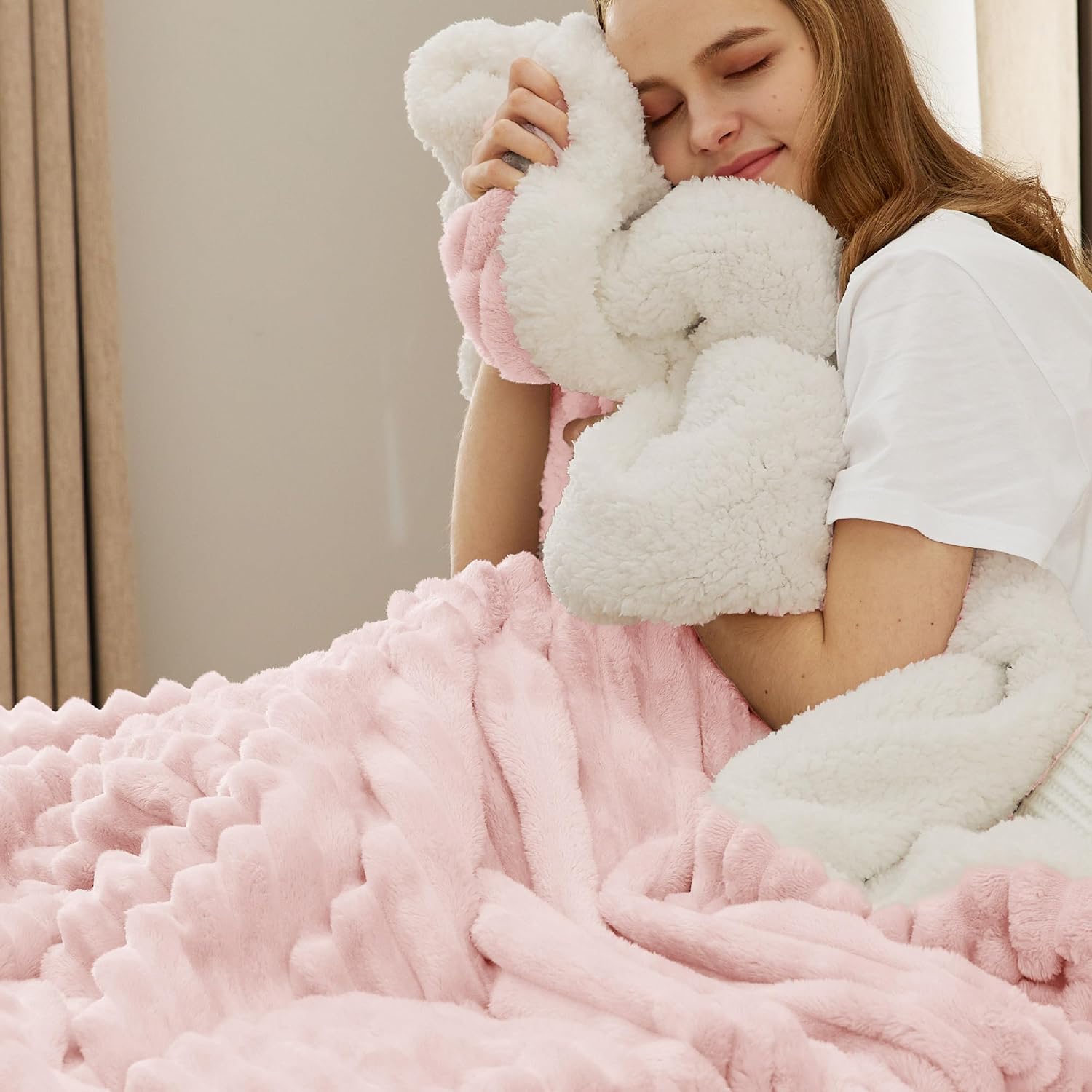 Beige Throw Pillow — 50" — 07 - Pink