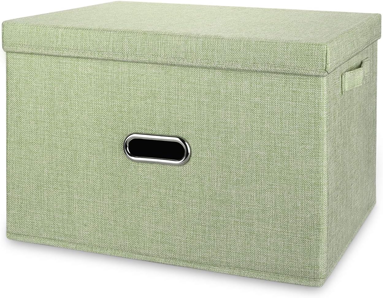 Linen Beige Storage Bin — Green