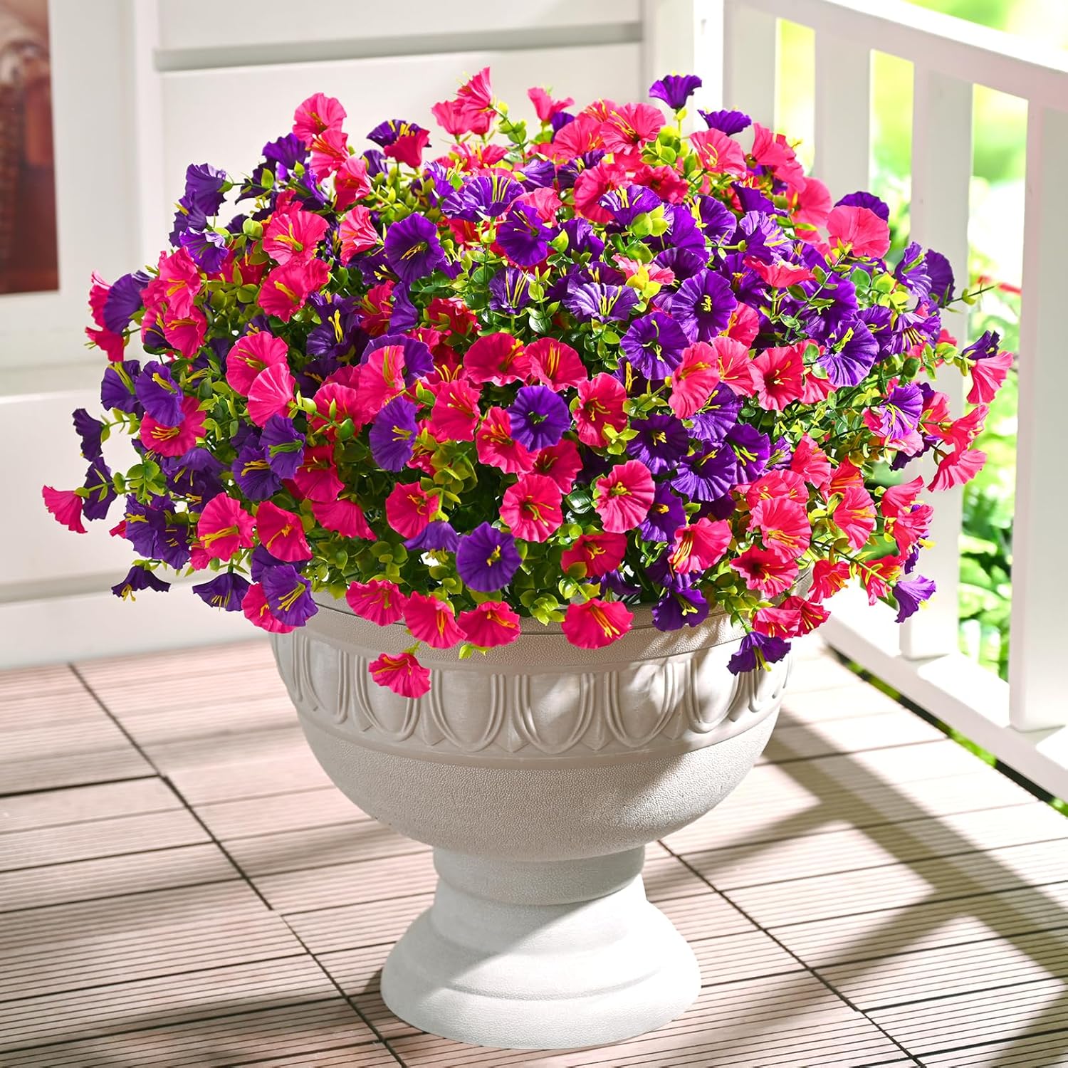Green Faux Plant — Rose Red &Purple