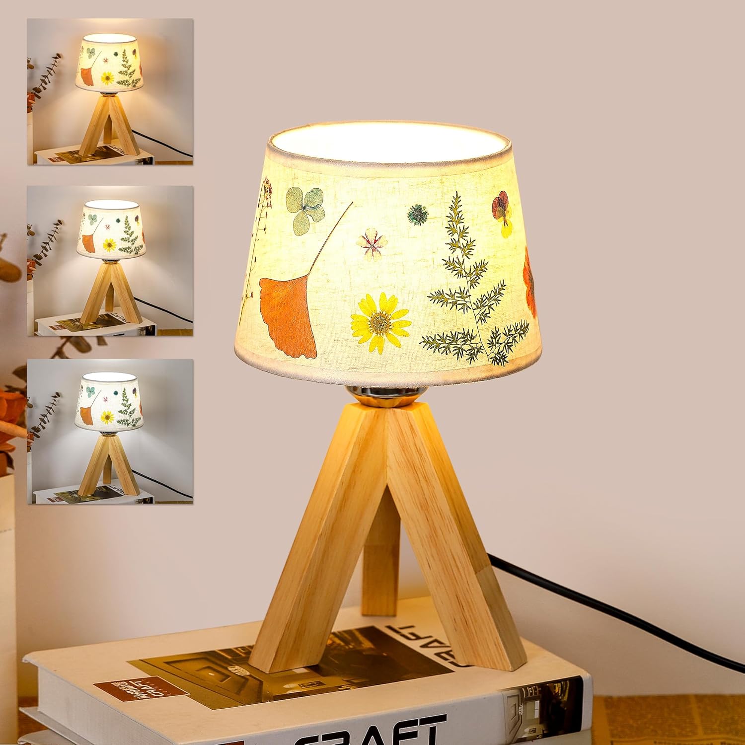 Vintage Purple Bedside Lamp — Tripod Base