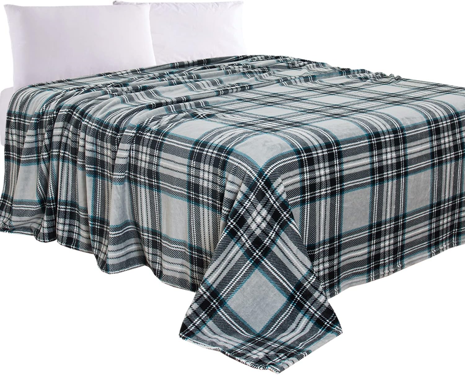 Luxe Beige Throw Pillow — Plaid Silver