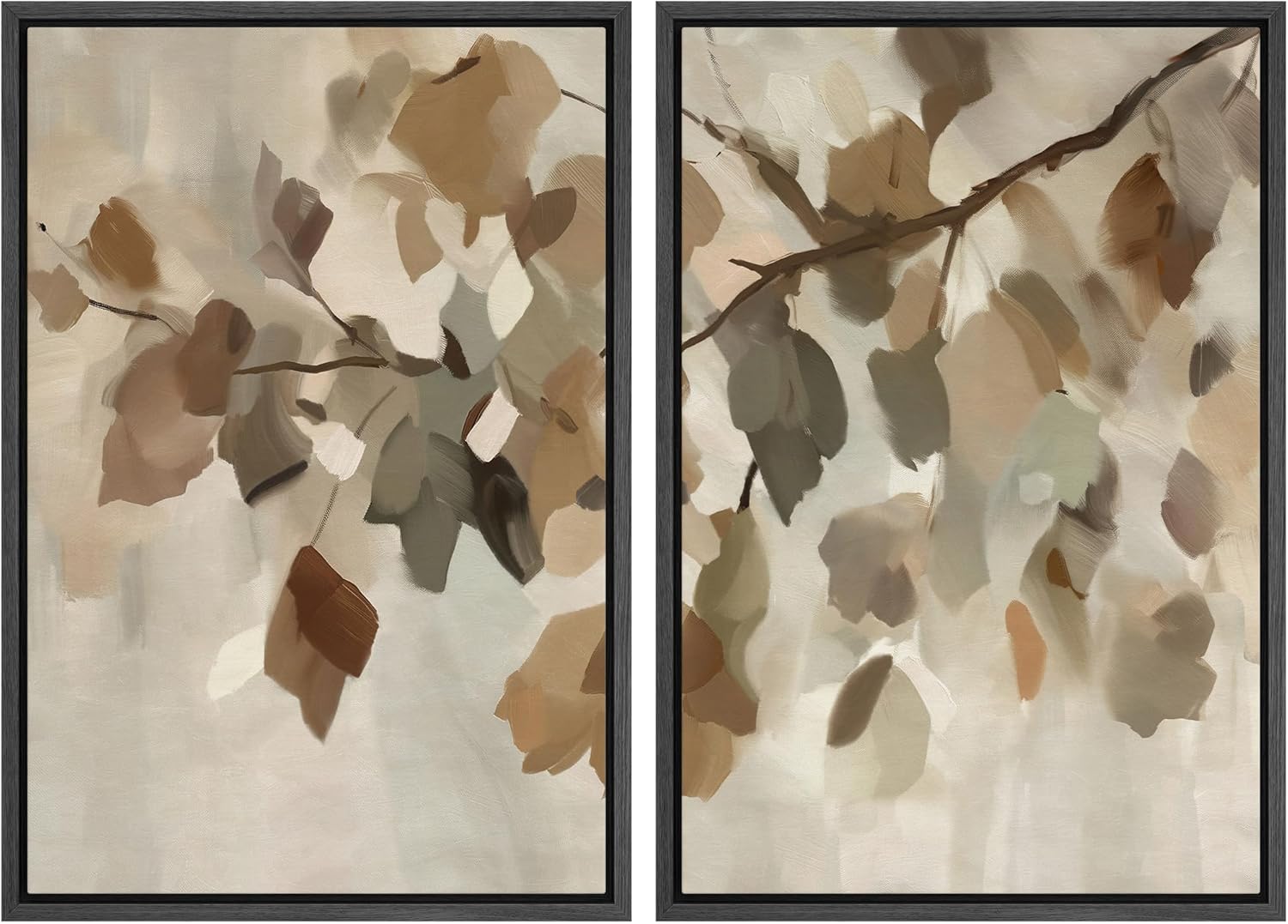 Modern Framed Wall Art — 24" — 24"x36"x2 Panels Black