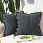 Boho Beige Throw Pillow Cover — 24" — Dark Grey