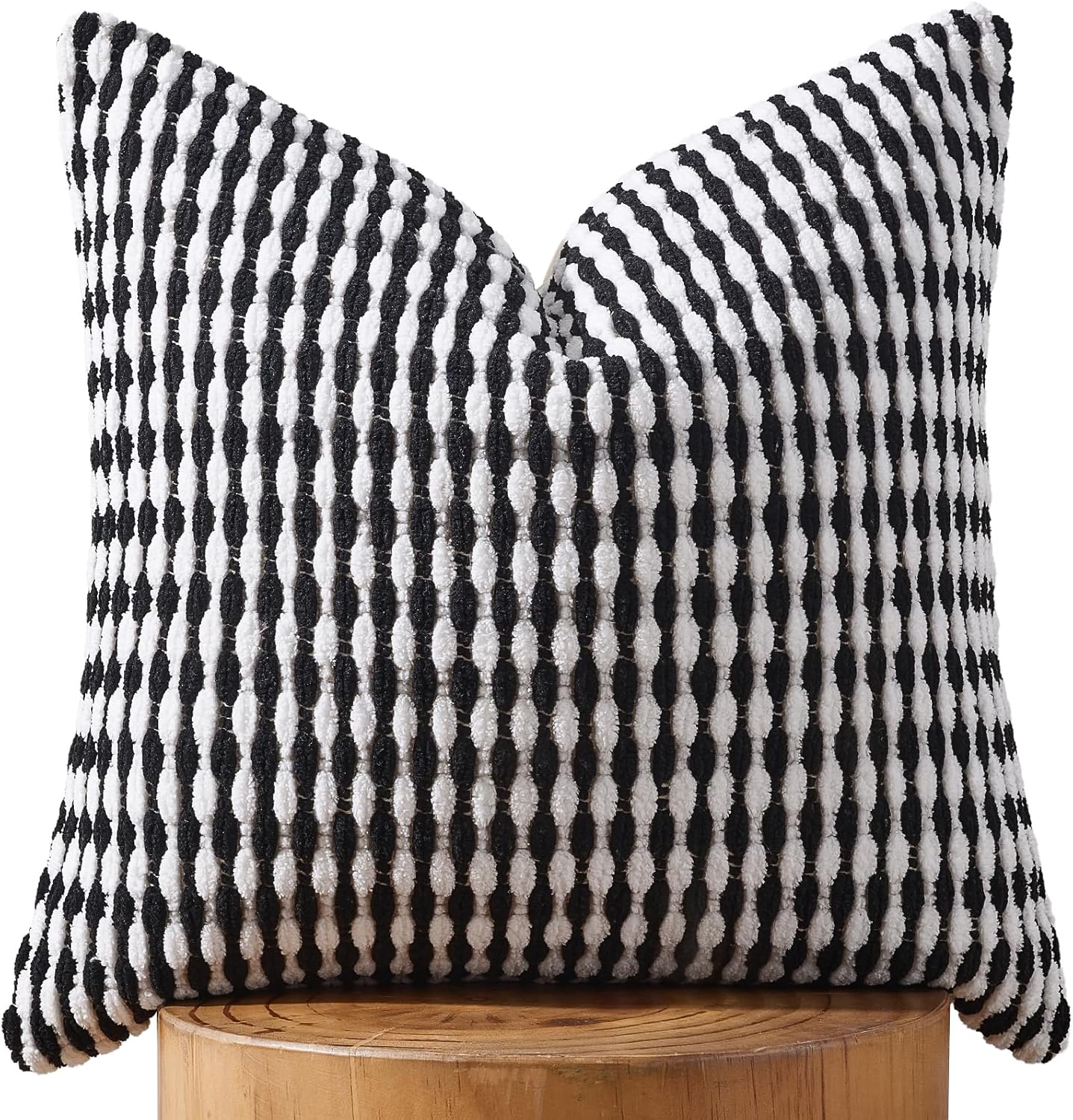 Tufted Boho Black Pillow Cover — 18" — 18" x 18" (Pack of 1)