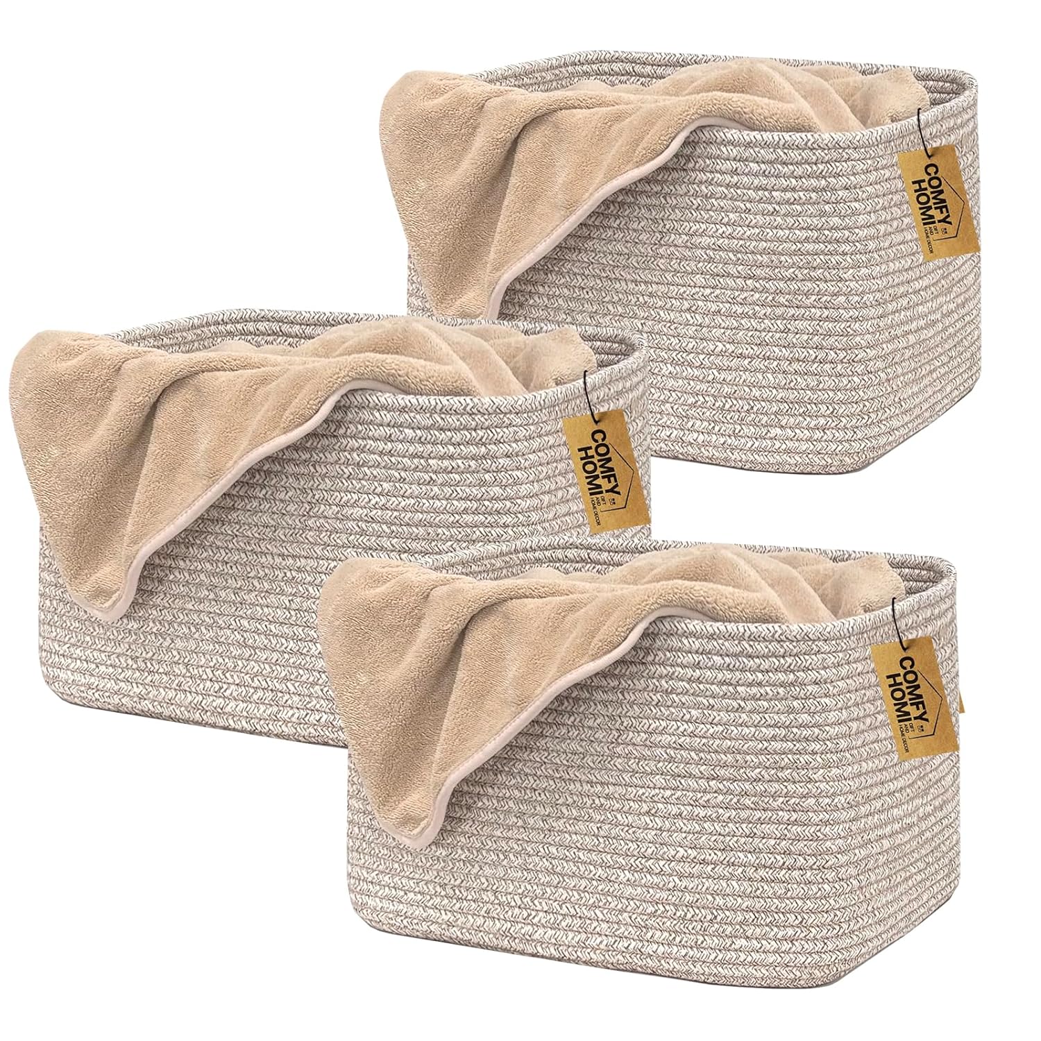 Boho Beige Basket — 13.5" — 13.5" x 11" x 9.5"