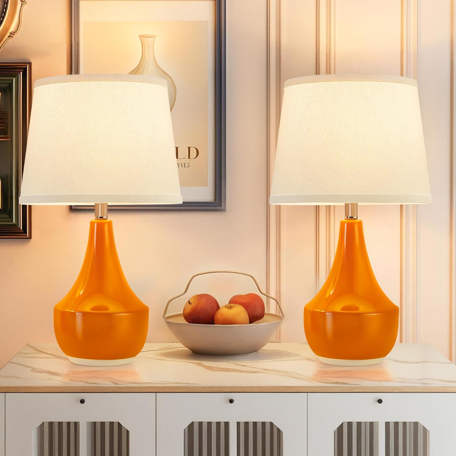 Modern Beige Nightstand Lamp — 18" — 18.63" Orange