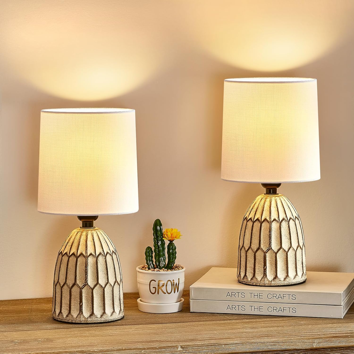 Boho Ceramic Bedside Lamp — 13.5" — Bohemian