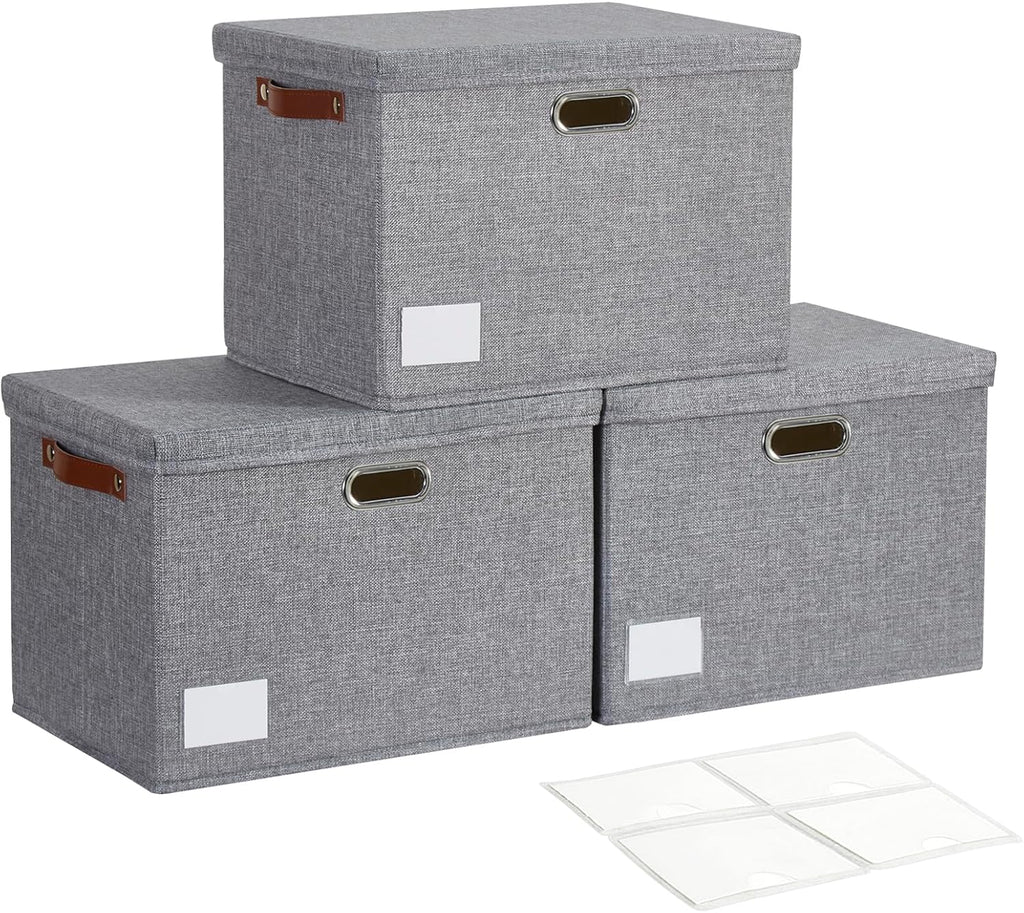 Beige Storage Bin — 17" — Gray