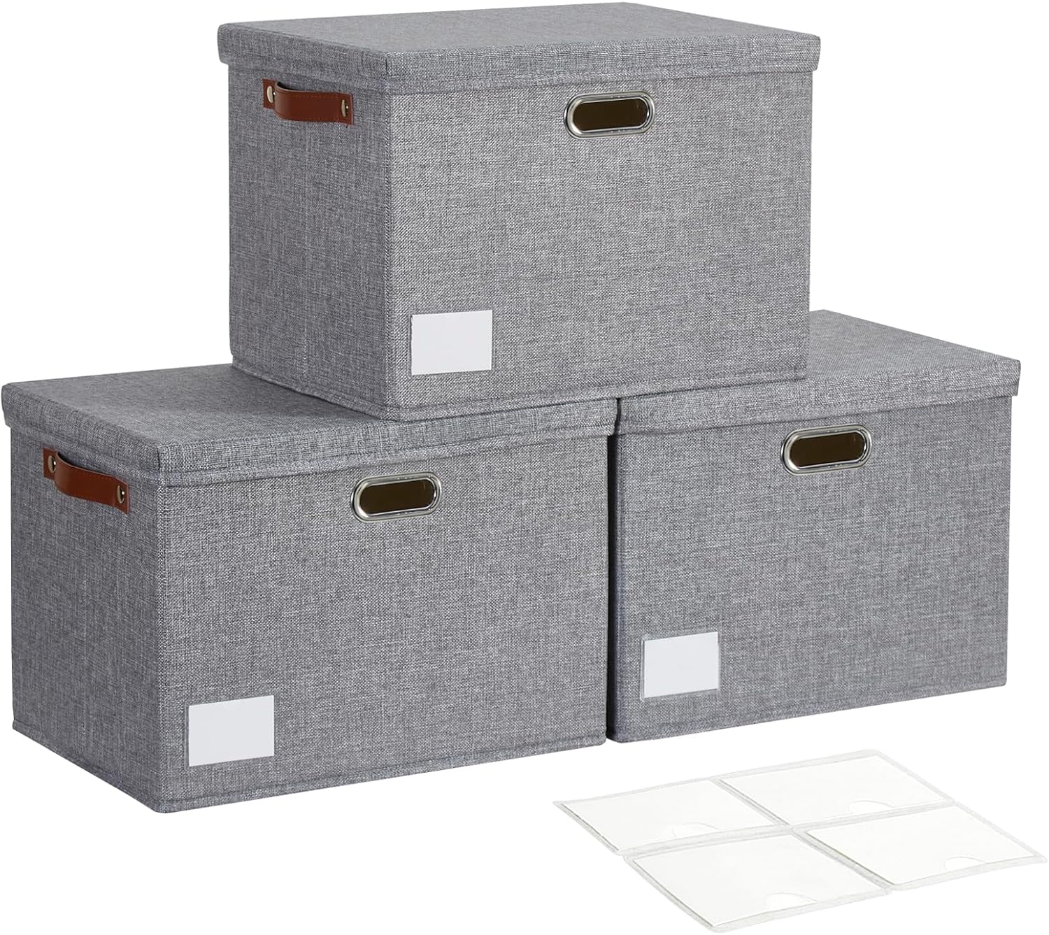 Beige Storage Bin — 17" — Gray