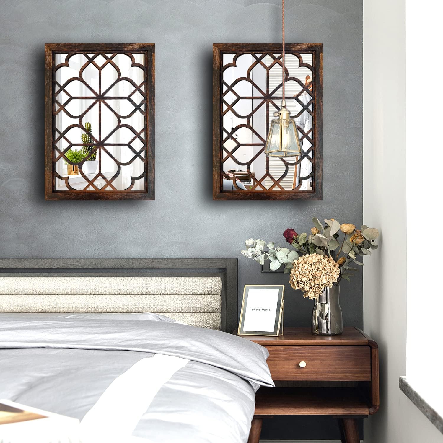 Rectangular Farmhouse Black Wall Mirror — 15" - View 3