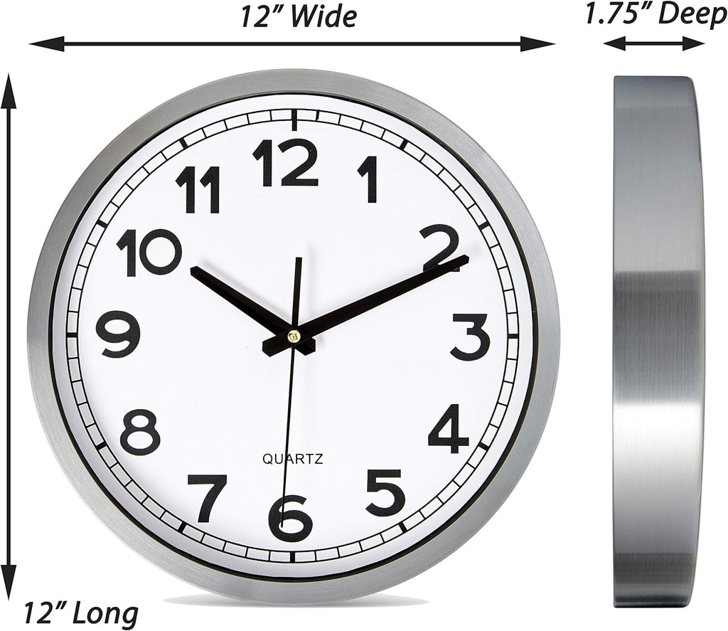 Battery Operated Modern Metal Wall Clock — 12" - View 5
