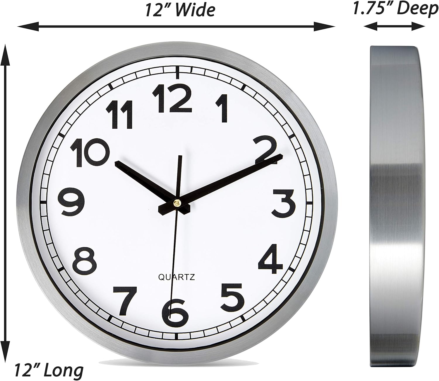 Battery Operated Modern Metal Wall Clock — 12" - View 5