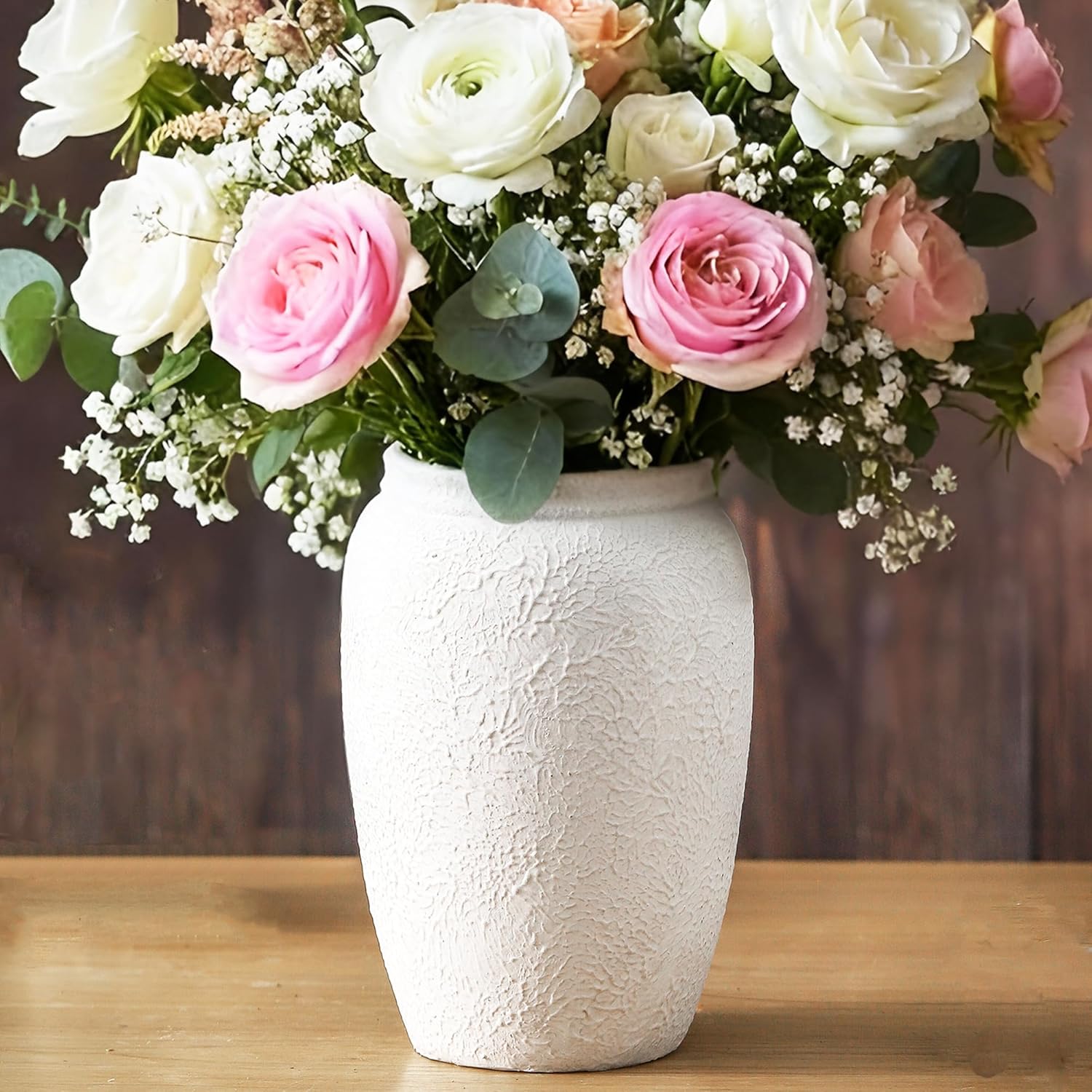 Vintage Farmhouse Ceramic Flower Vase — 111-2-8.2in
