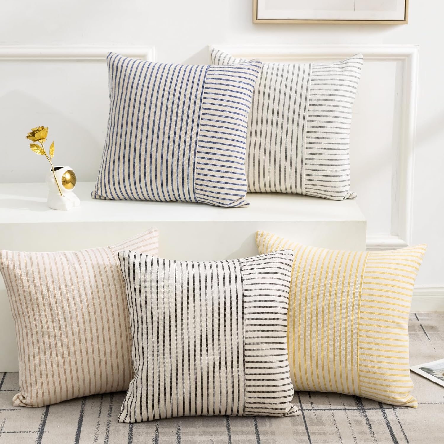 Linen Boho Beige Throw Pillow Cover — 18" - View 6