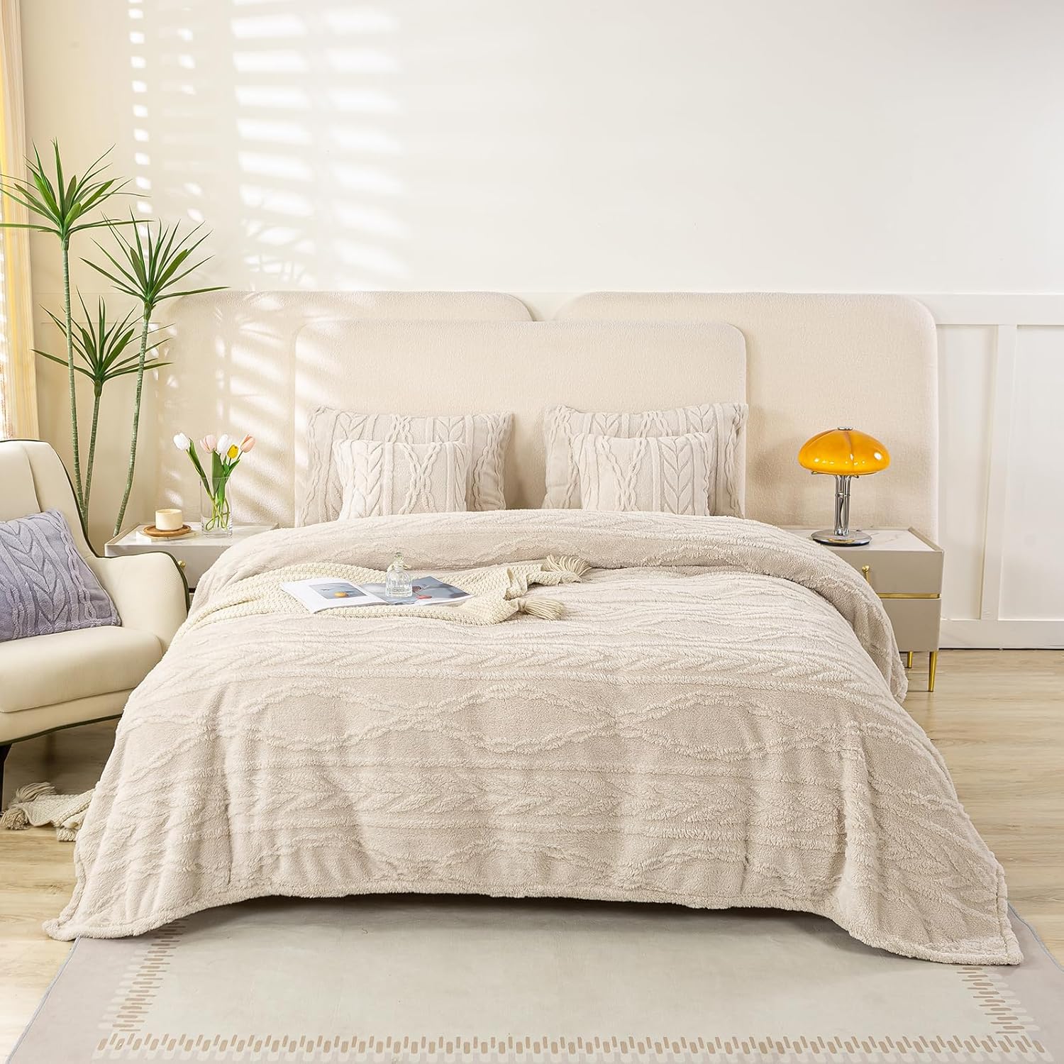 Beige Throw Pillow — 50" — Linen-(without Pillows)