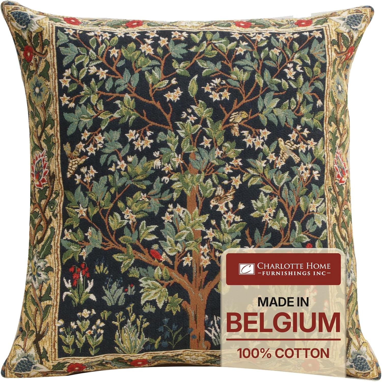 Boho Beige Throw Pillow Cover — 16x16 — Tree of Life