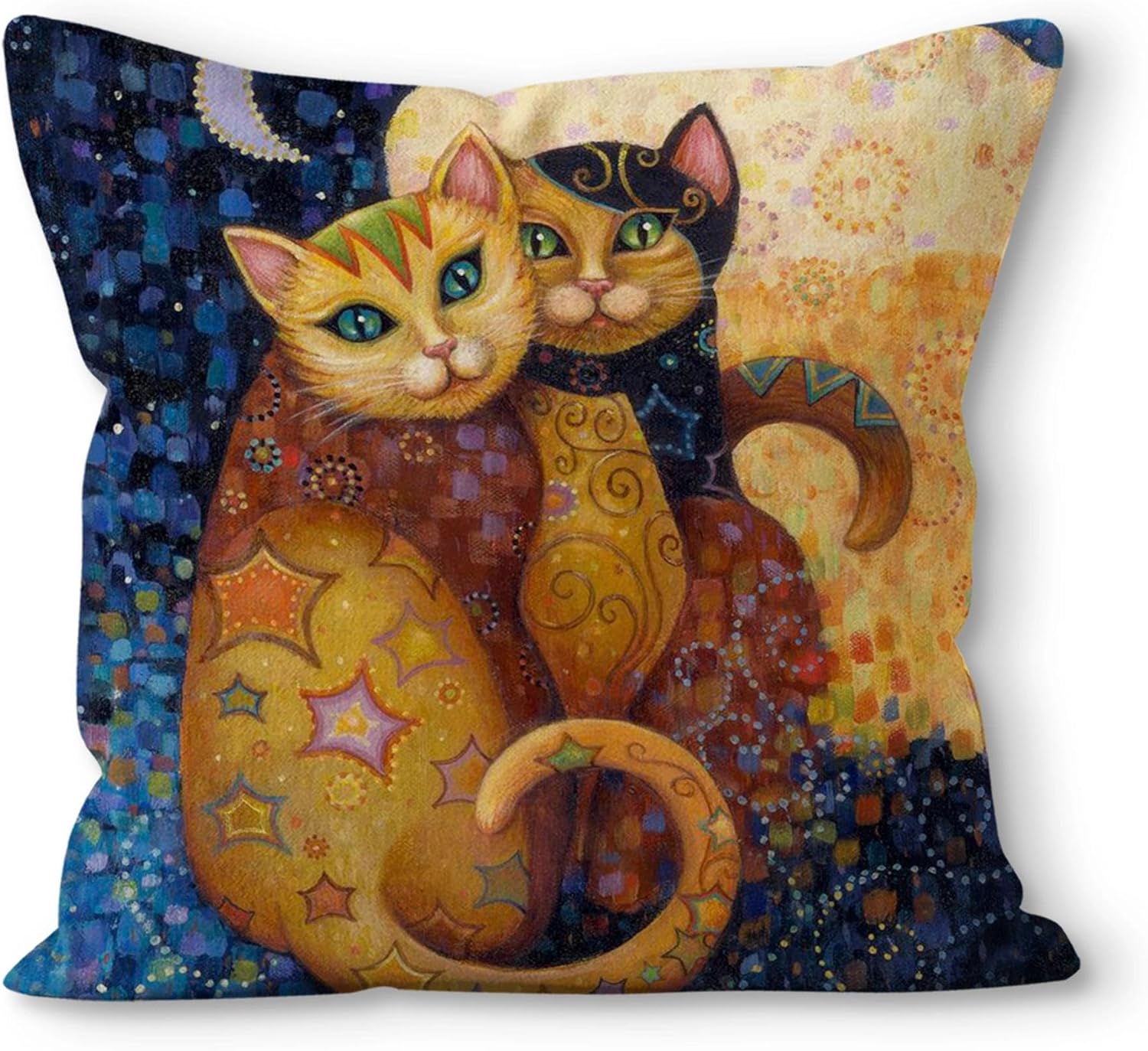 Boho Fabric Throw Pillow Cover — 18" — Cat-7