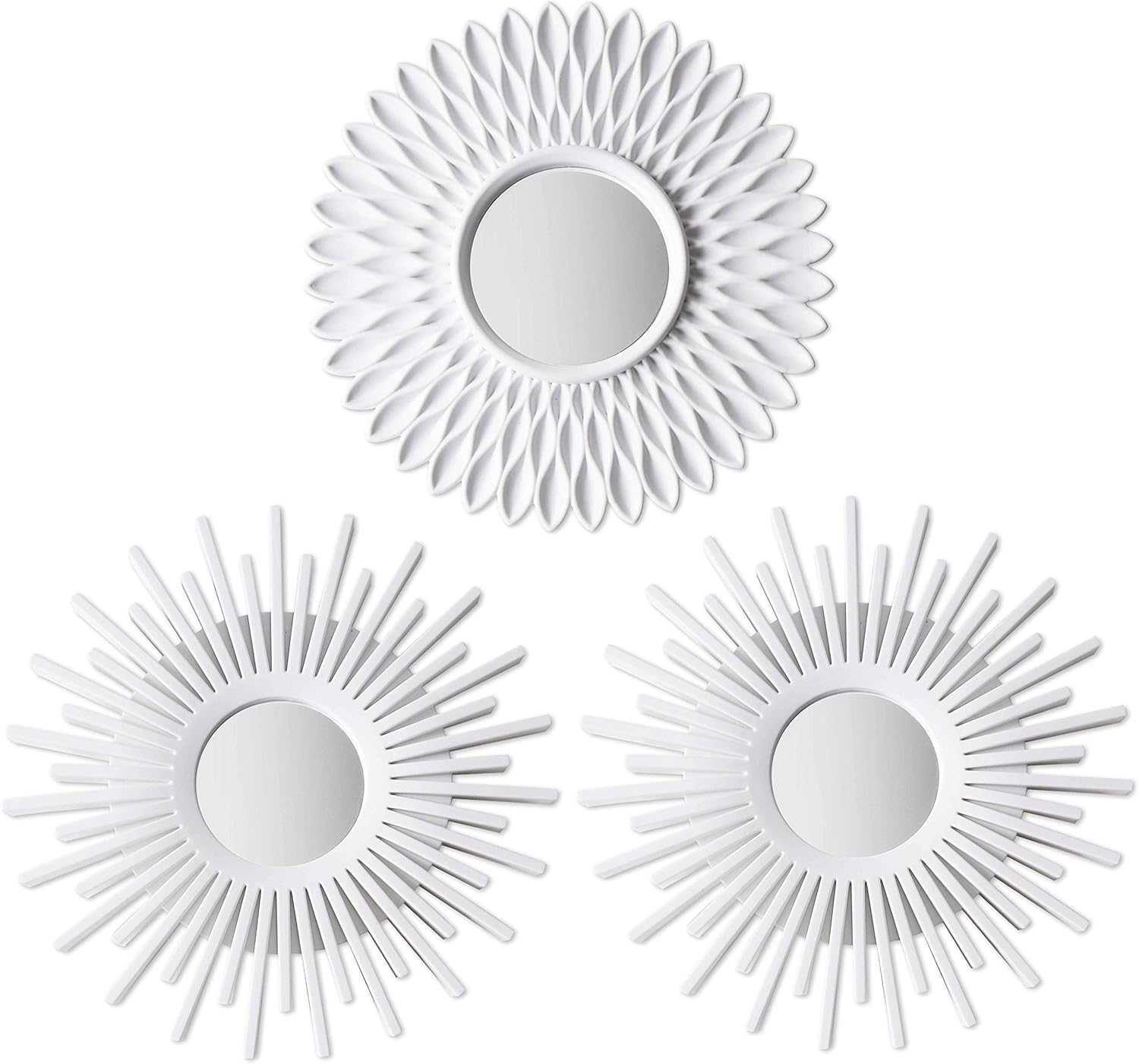 Round Luxe Gold Wall Mirror — Set of 3 — White