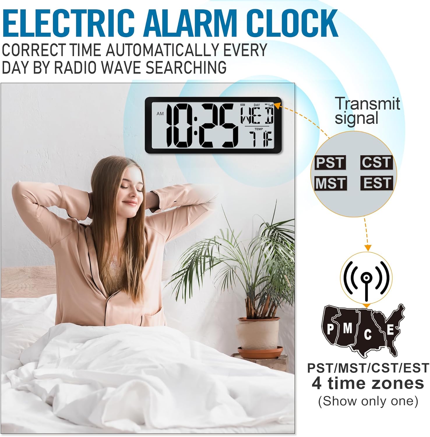 Rechargeable Mid-Century Black Wall Clock — 4.6" - View 6
