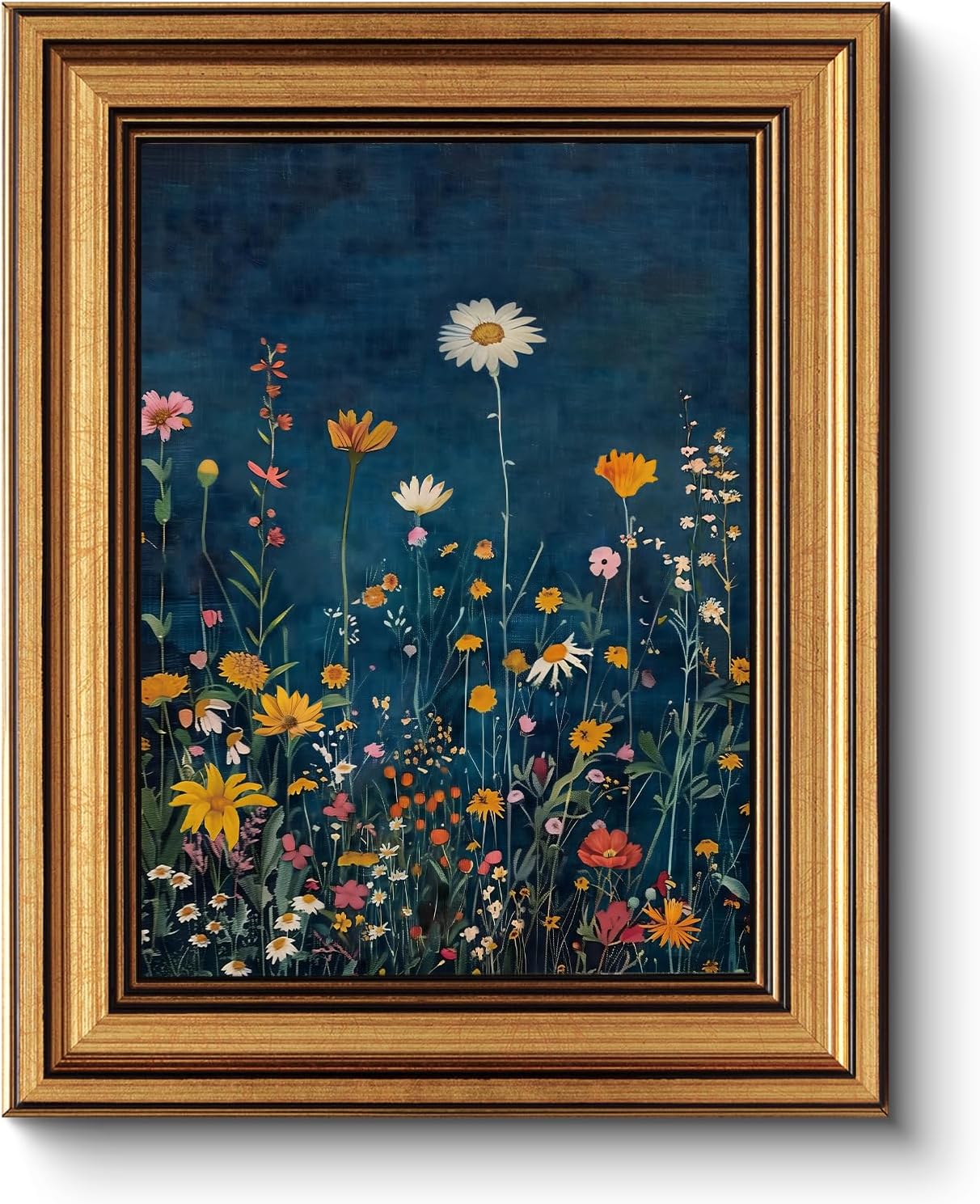 Framed Farmhouse Blue Wall Art — 16" — Dark blue