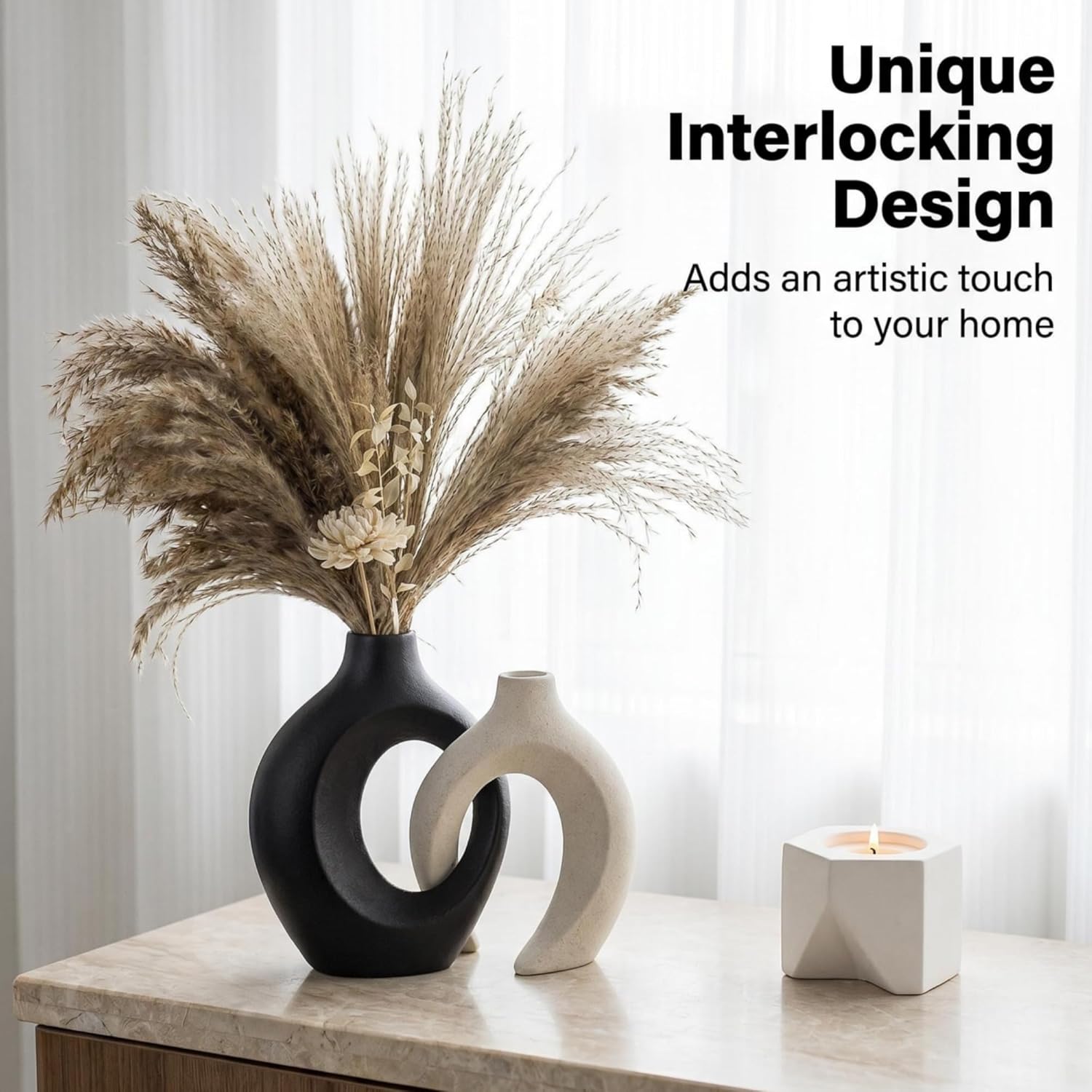 Modern Beige Vase Set — 6.3" - View 7