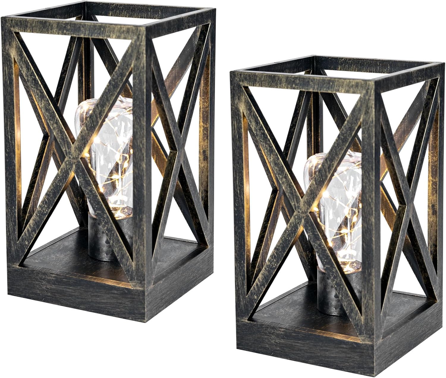 Cordless Mid-Century Black Table Lamp — Black & Gold