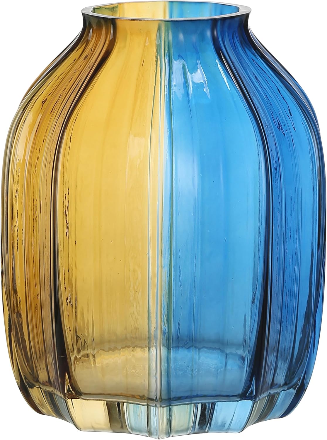 Farmhouse Blue Vase — 8.0" — Gold Blue