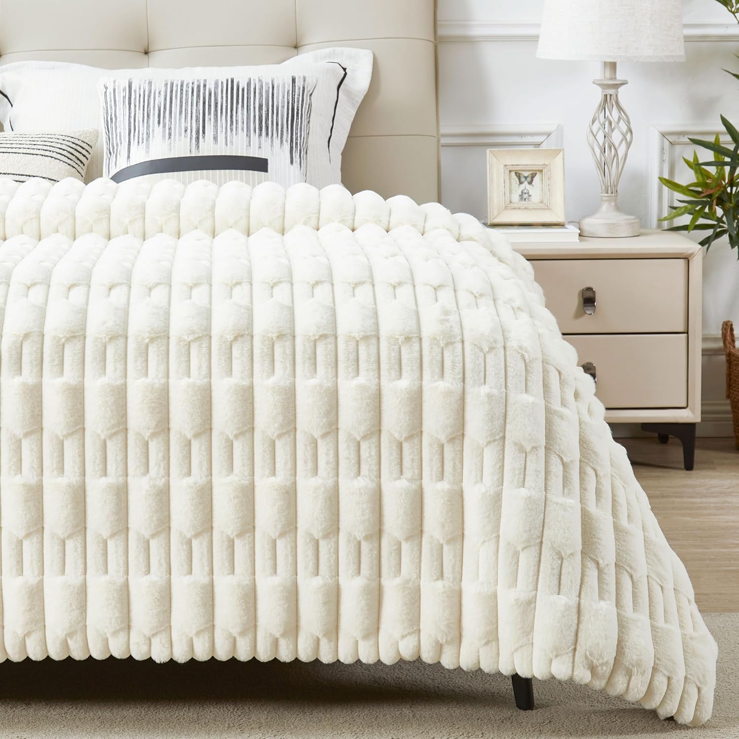 Modern Beige Throw Pillow — 50" — Cream White